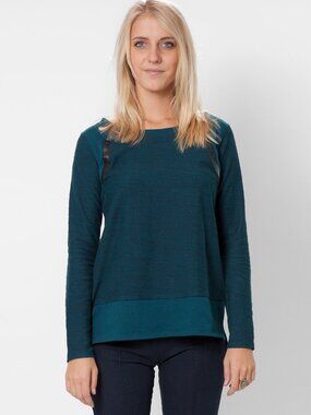 NWT Solow Women's Quilted Moto Sweatshirt Cerulean/Black Size S